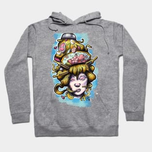 full color jap pop ramen lover lady with chopsticks Hoodie